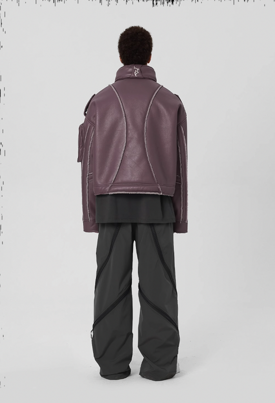 JHYQ Motorcycle Leather Short Jacket