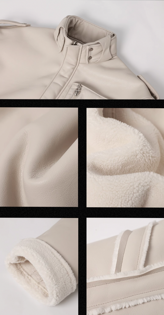 JHYQ Motorcycle Leather Short Jacket