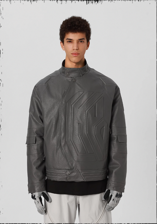 JHYQ Steel Print Motorcycle Jacket