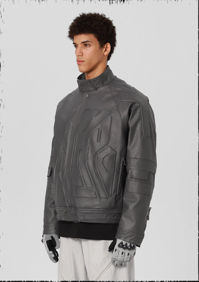 JHYQ Steel Print Motorcycle Jacket