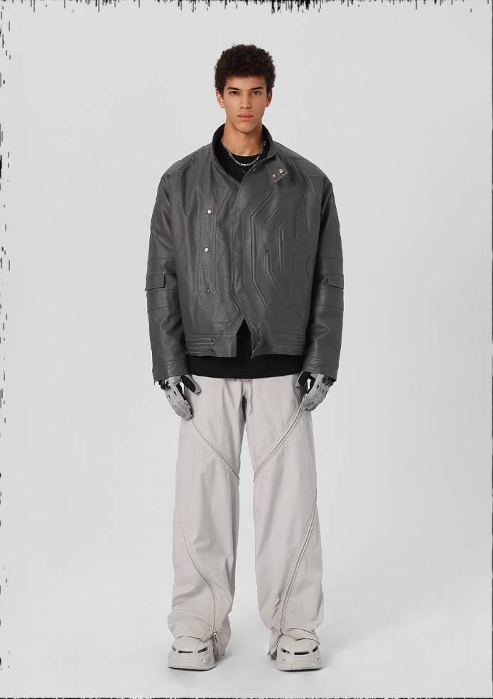 JHYQ Steel Print Motorcycle Jacket