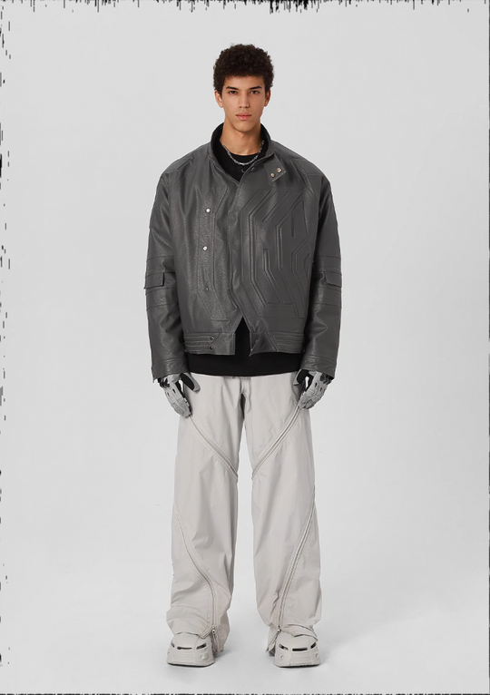 JHYQ Steel Print Motorcycle Jacket