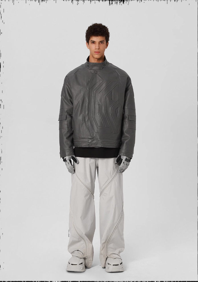 JHYQ Steel Print Motorcycle Jacket