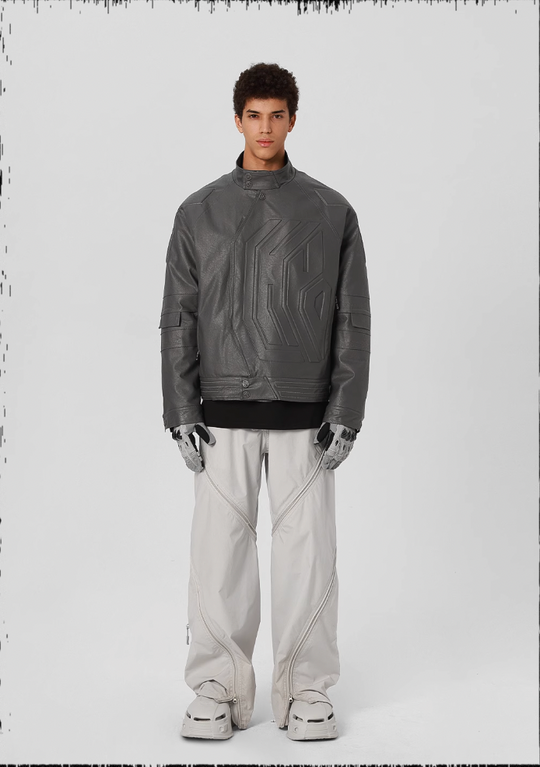 JHYQ Steel Print Motorcycle Jacket