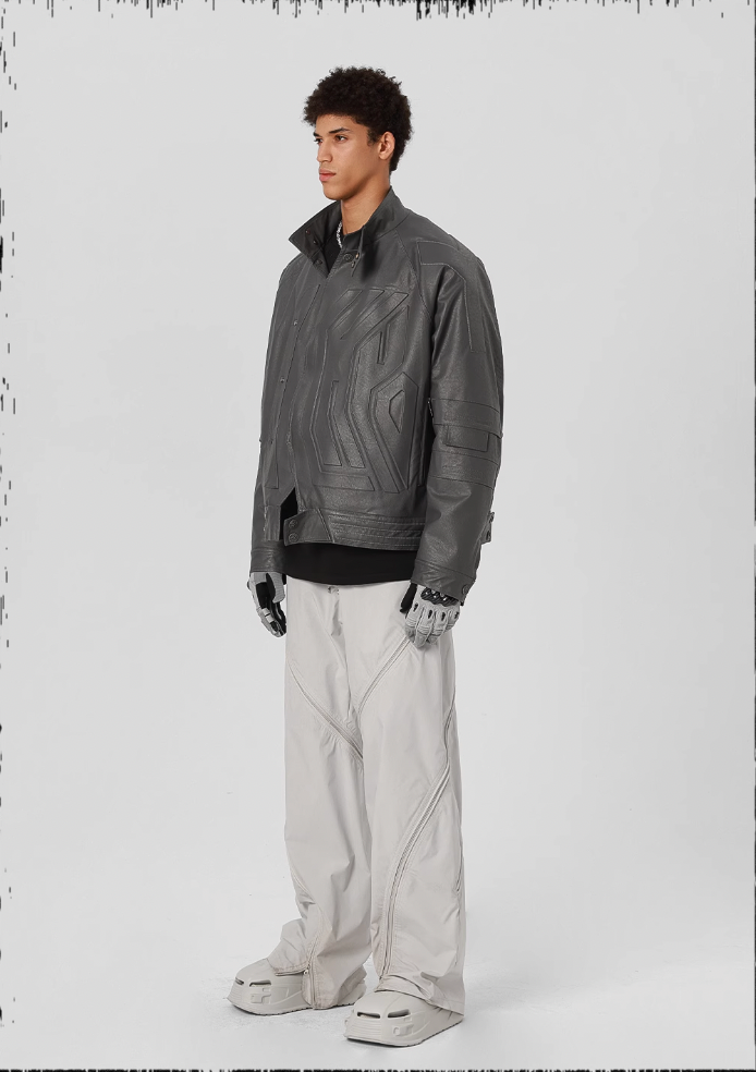 JHYQ Steel Print Motorcycle Jacket