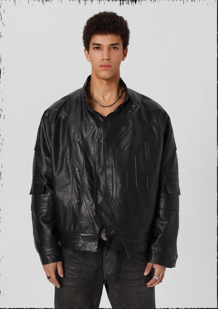 JHYQ Steel Print Motorcycle Jacket