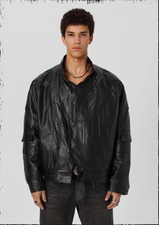 JHYQ Steel Print Motorcycle Jacket