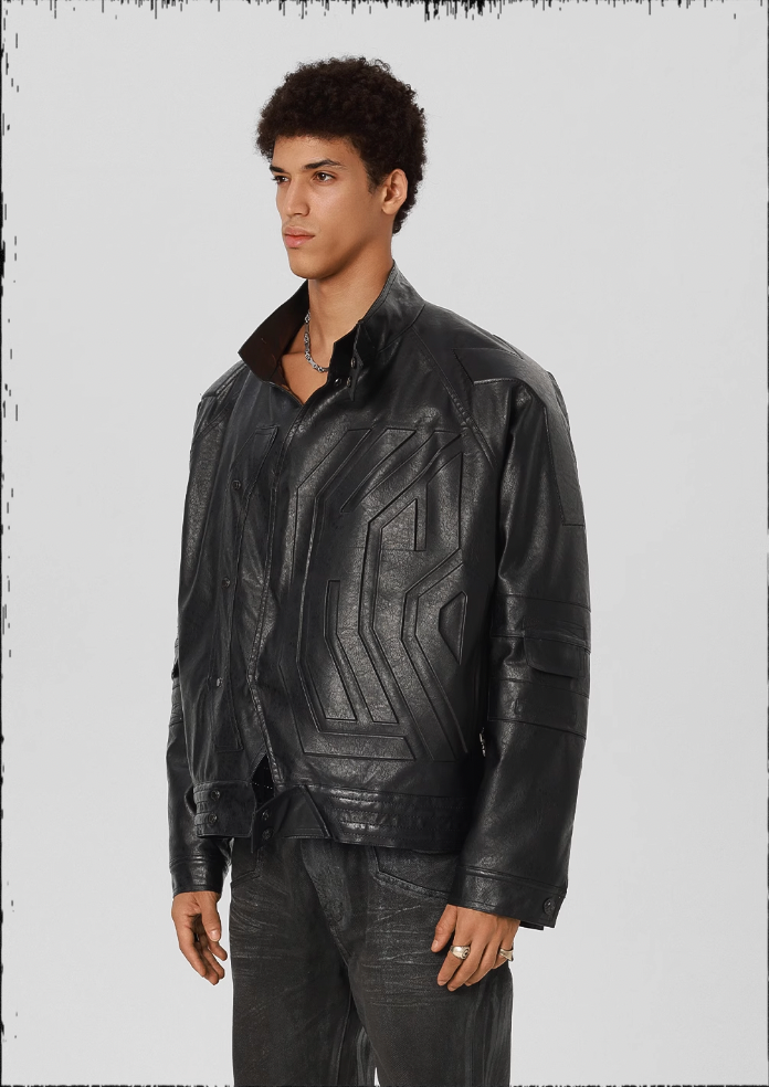 JHYQ Steel Print Motorcycle Jacket