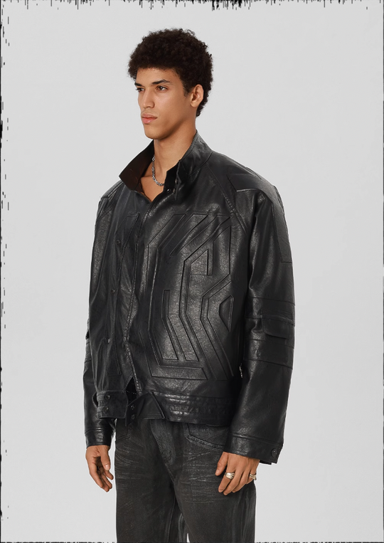 JHYQ Steel Print Motorcycle Jacket