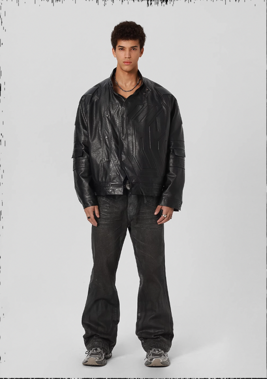 JHYQ Steel Print Motorcycle Jacket