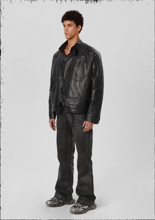 JHYQ Steel Print Motorcycle Jacket