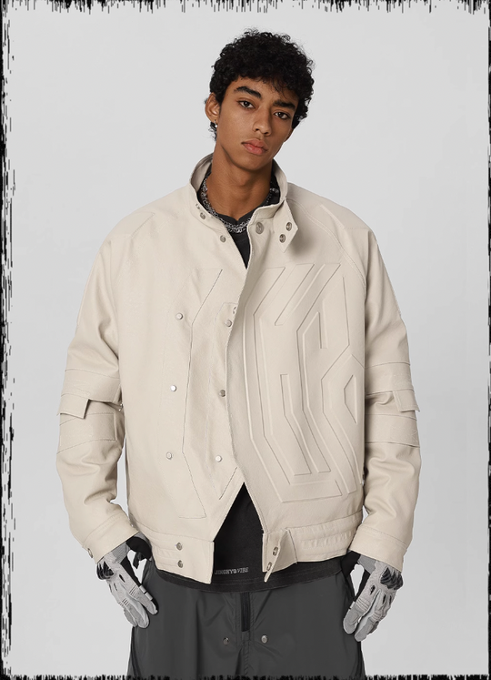 JHYQ Steel Print Motorcycle Jacket