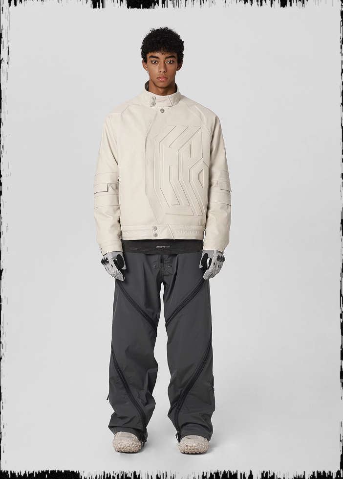 JHYQ Steel Print Motorcycle Jacket