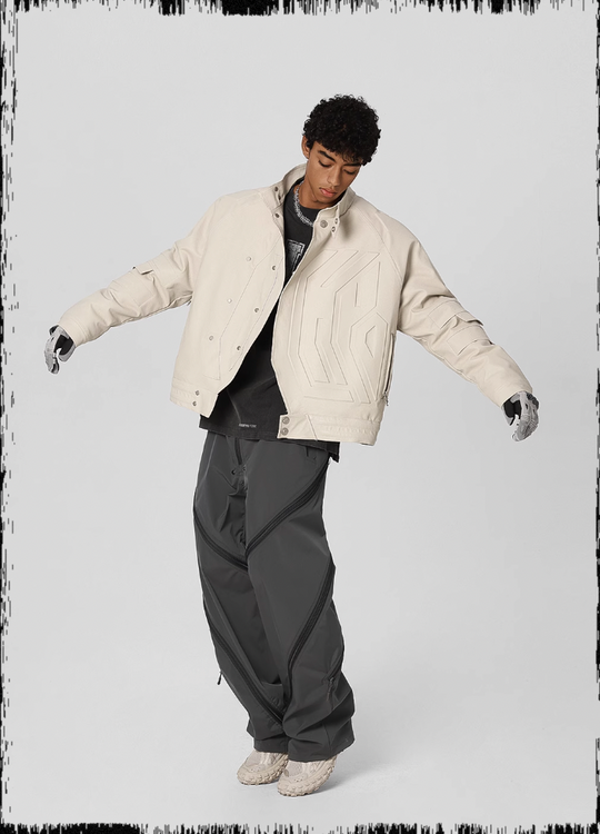 JHYQ Steel Print Motorcycle Jacket