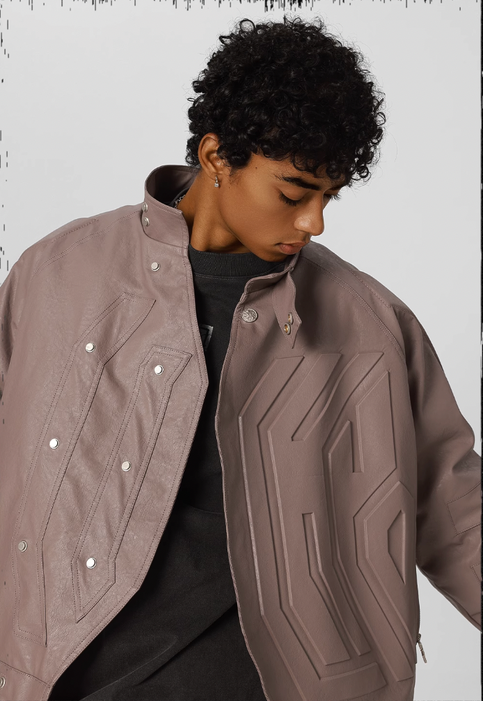 JHYQ Steel Print Motorcycle Jacket