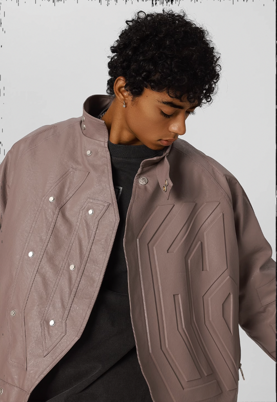 JHYQ Steel Print Motorcycle Jacket