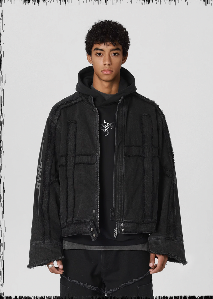 JHYQ Brushed Denim Embroidered Jacket