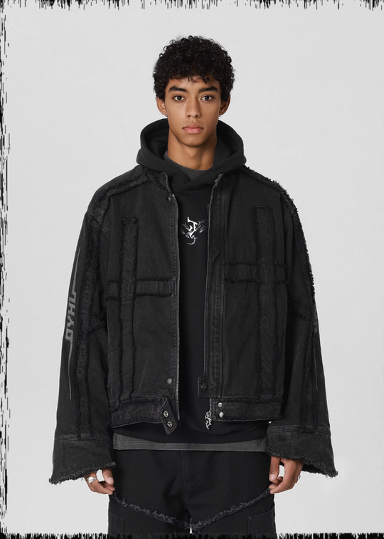 JHYQ Brushed Denim Embroidered Jacket