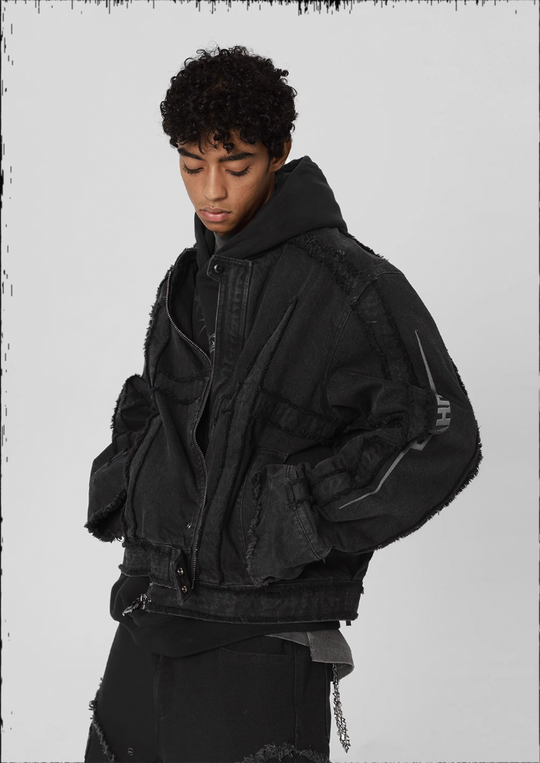 JHYQ Brushed Denim Embroidered Jacket