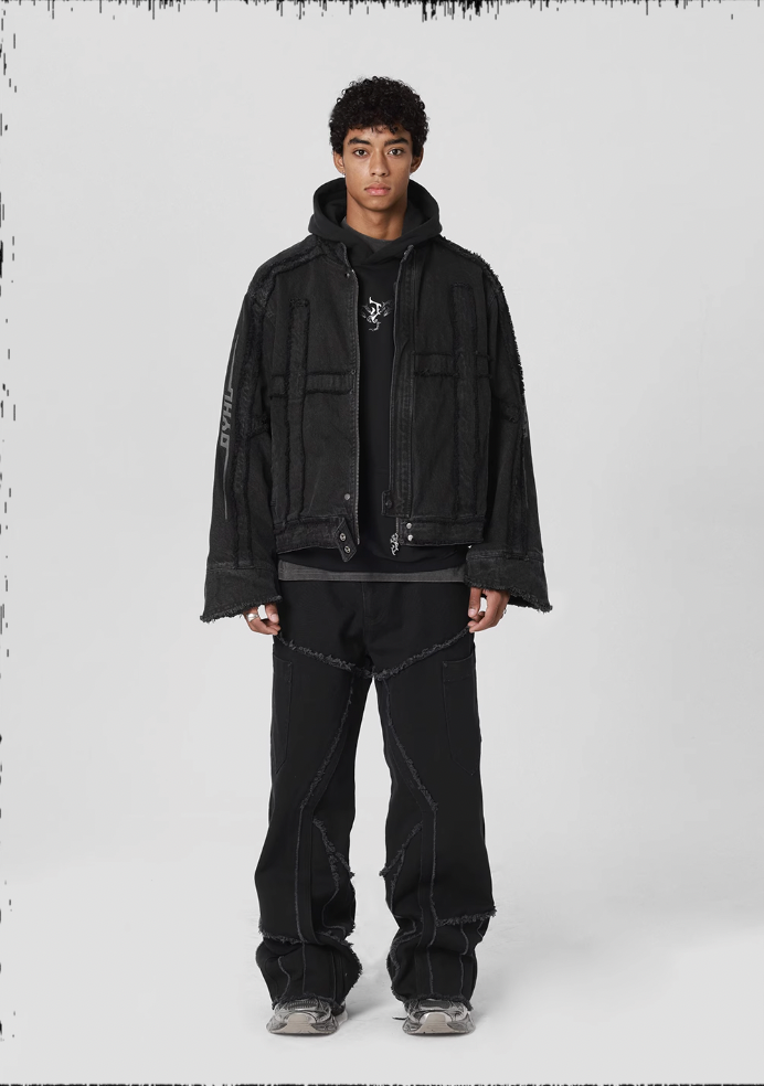 JHYQ Brushed Denim Embroidered Jacket