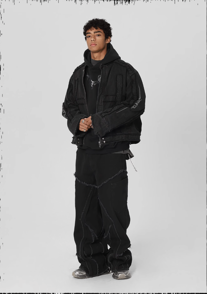 JHYQ Brushed Denim Embroidered Jacket