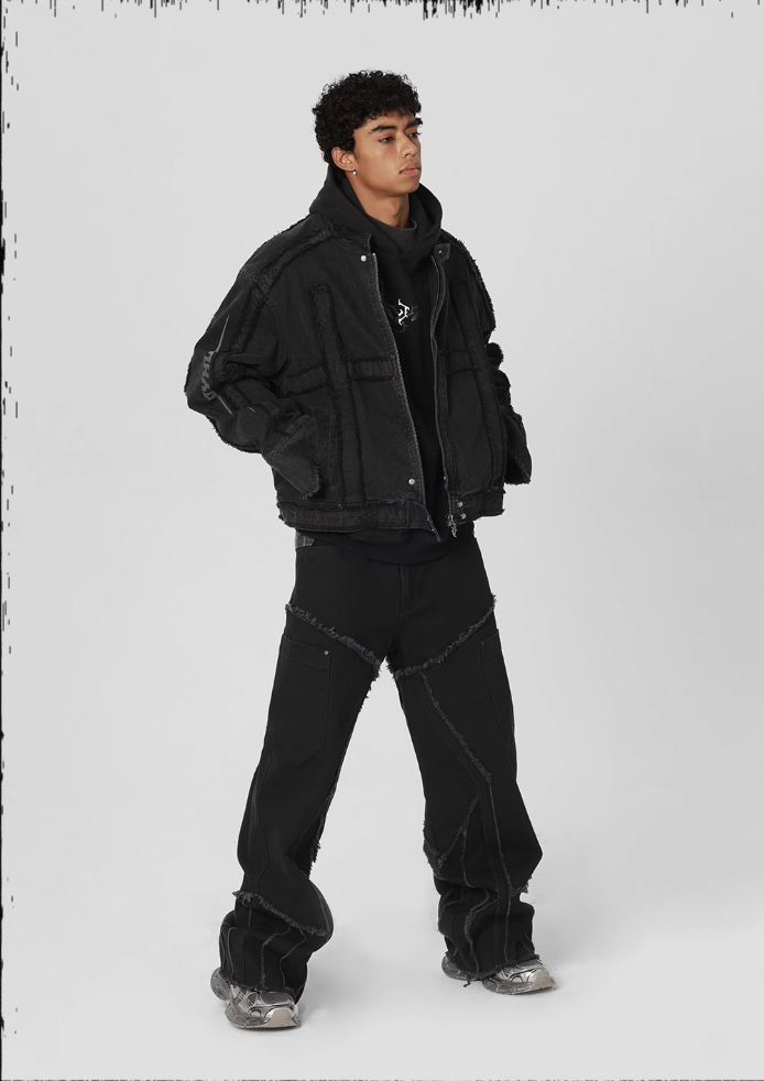 JHYQ Brushed Denim Embroidered Jacket