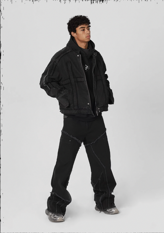 JHYQ Brushed Denim Embroidered Jacket