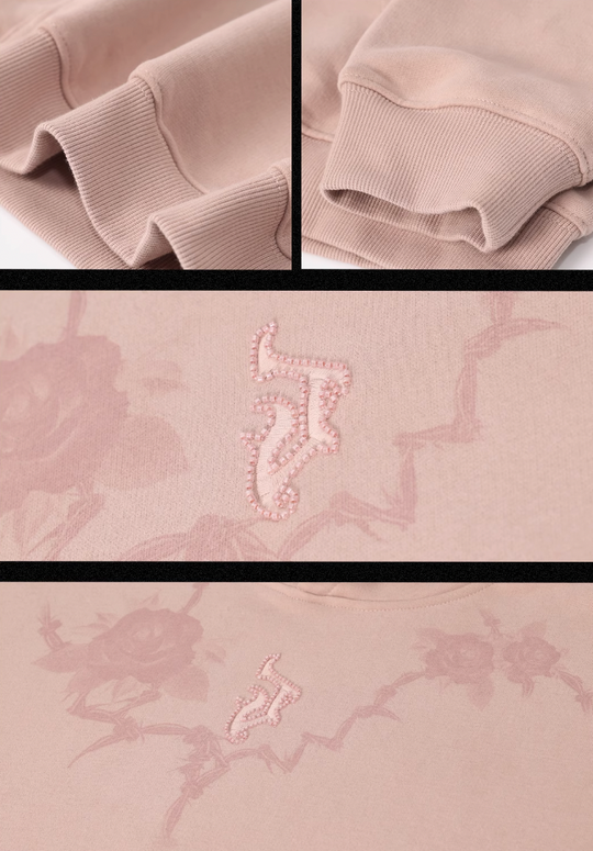 JHYQ Rose Printed 3D Embroidery Hoodie