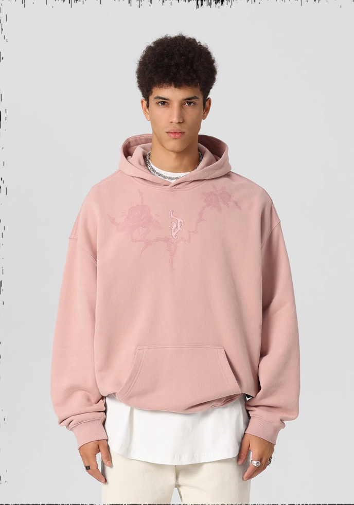 JHYQ Rose Printed 3D Embroidery Hoodie