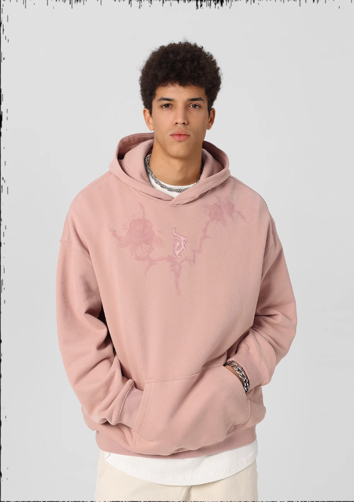 JHYQ Rose Printed 3D Embroidery Hoodie