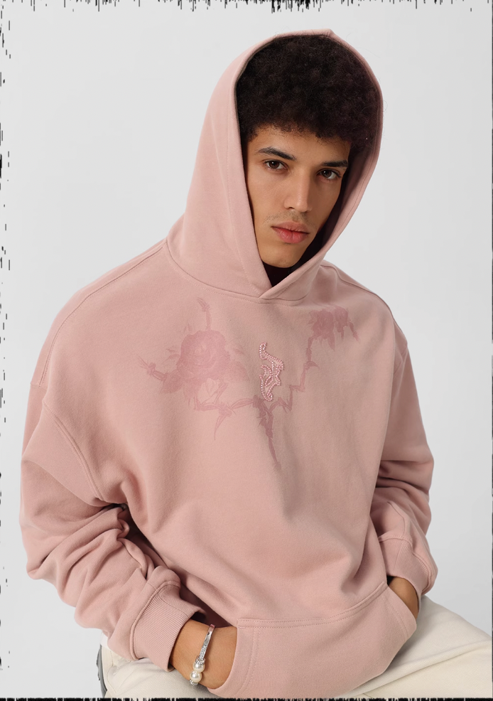 JHYQ Rose Printed 3D Embroidery Hoodie