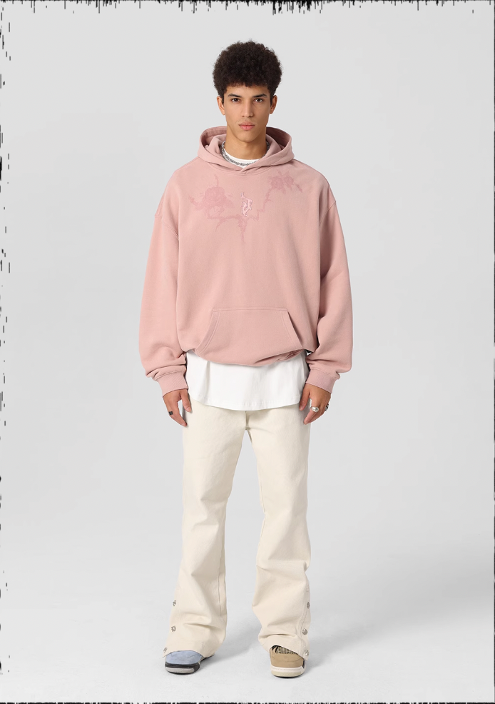 JHYQ Rose Printed 3D Embroidery Hoodie