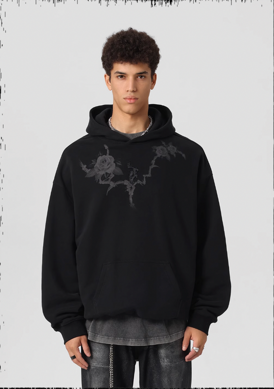 JHYQ Rose Printed 3D Embroidery Hoodie