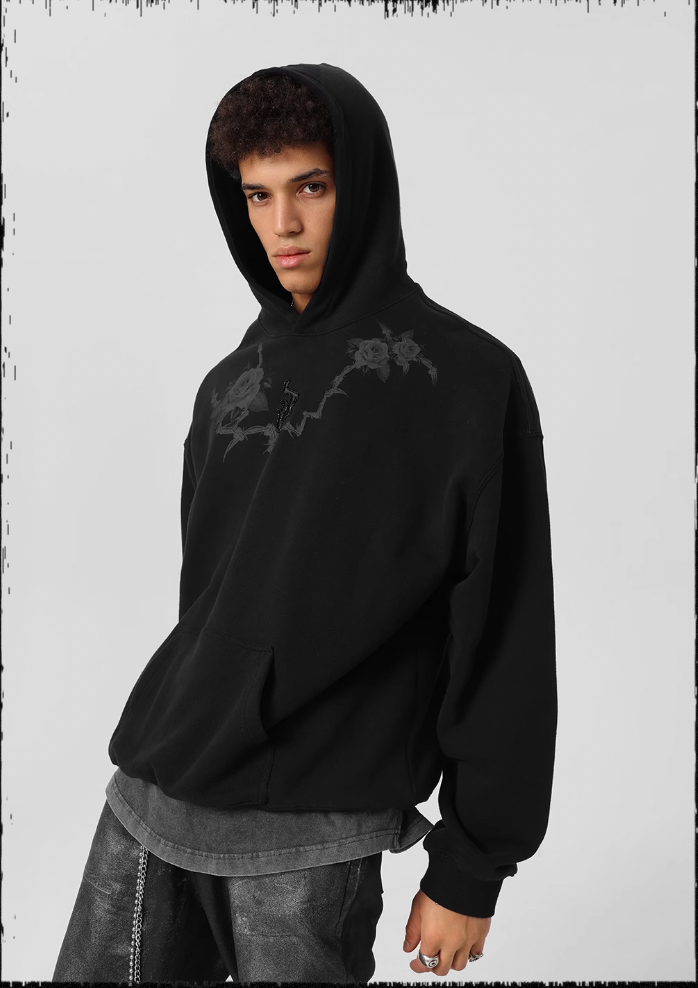 JHYQ Rose Printed 3D Embroidery Hoodie