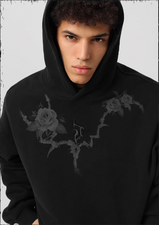 JHYQ Rose Printed 3D Embroidery Hoodie