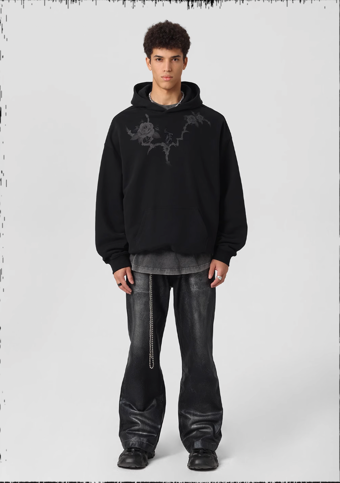 JHYQ Rose Printed 3D Embroidery Hoodie