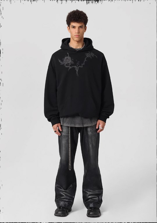 JHYQ Rose Printed 3D Embroidery Hoodie