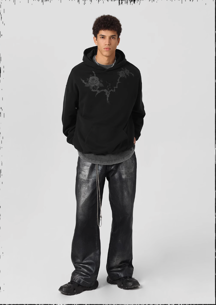 JHYQ Rose Printed 3D Embroidery Hoodie