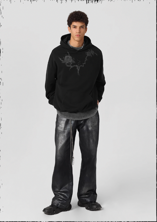 JHYQ Rose Printed 3D Embroidery Hoodie