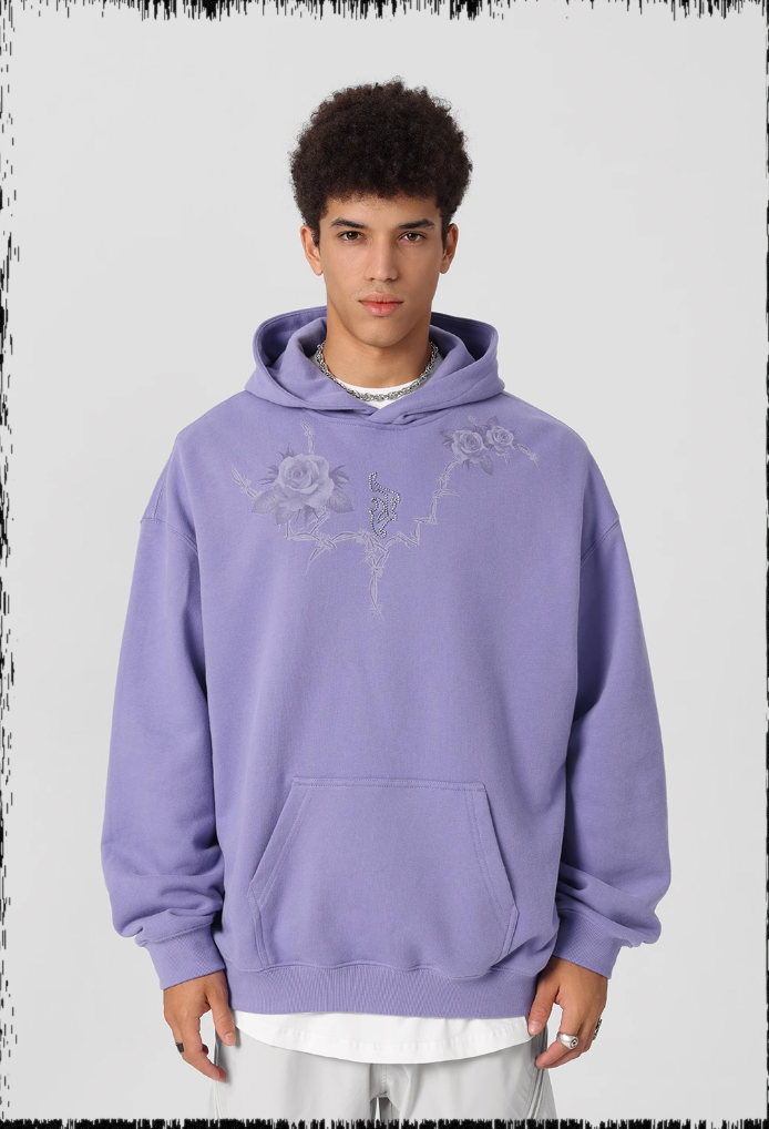 JHYQ Rose Printed 3D Embroidery Hoodie