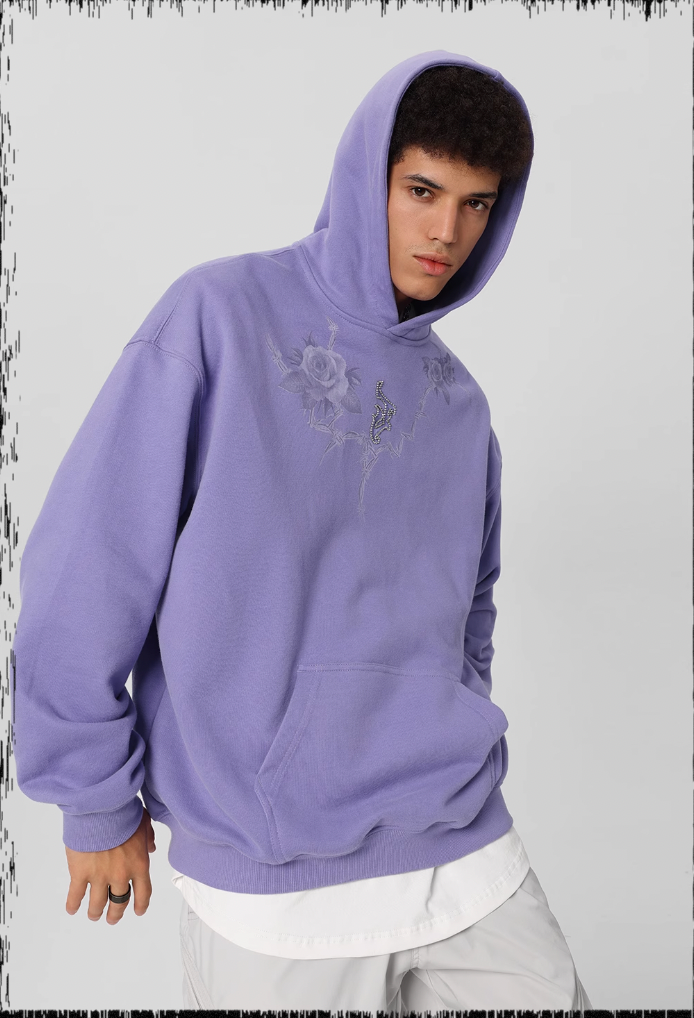 JHYQ Rose Printed 3D Embroidery Hoodie