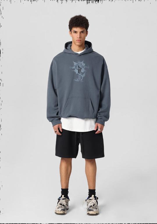 JHYQ Embroidered Beaded Rose Print Hoodie