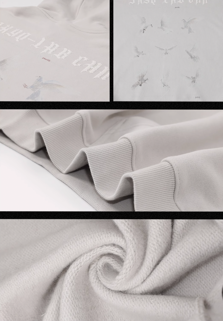 JHYQ White Dove Bubble Print Hoodie