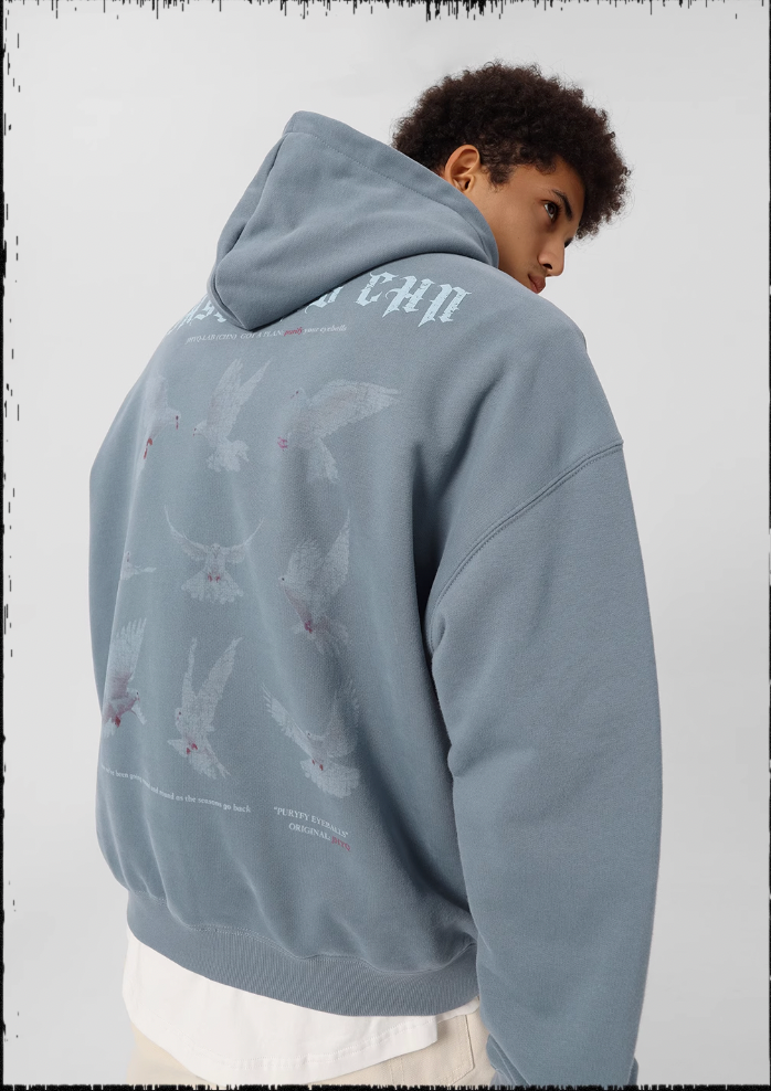 JHYQ White Dove Bubble Print Hoodie