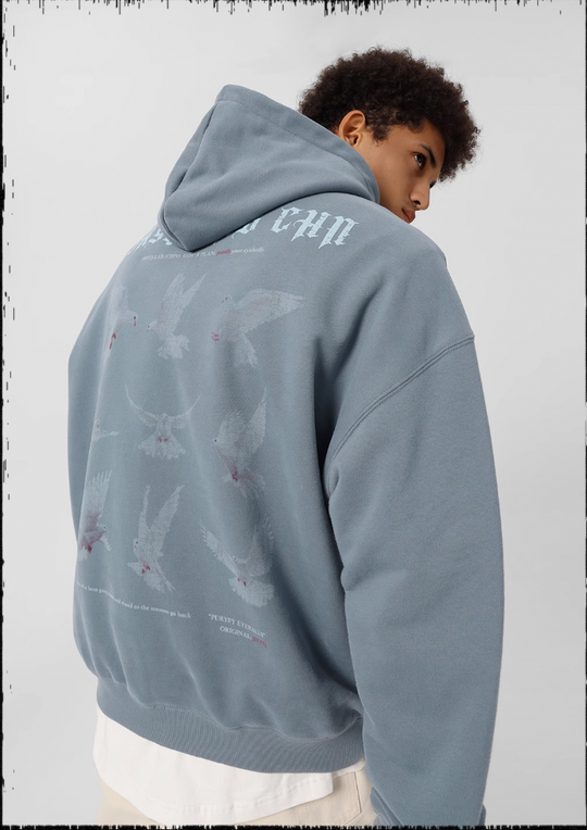 JHYQ White Dove Bubble Print Hoodie