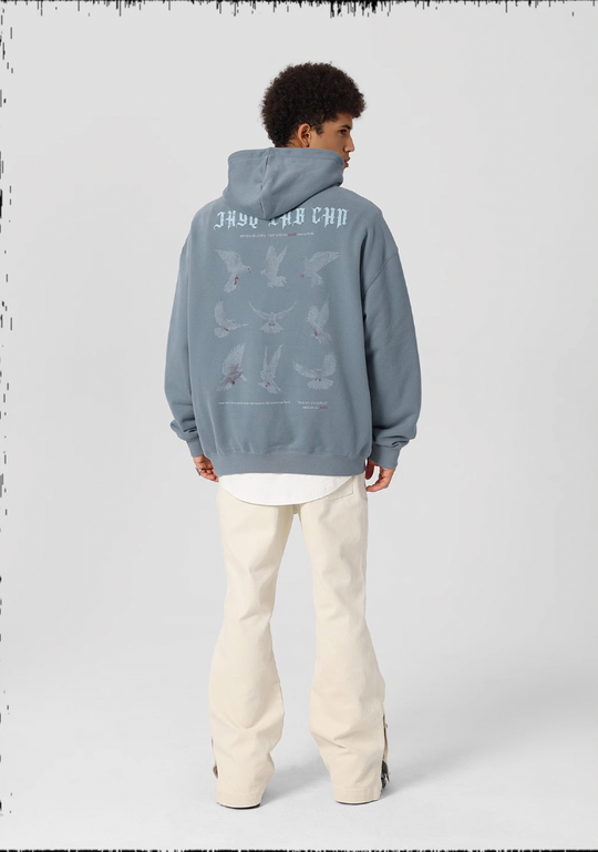 JHYQ White Dove Bubble Print Hoodie