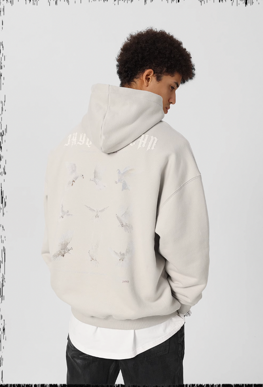 JHYQ White Dove Bubble Print Hoodie