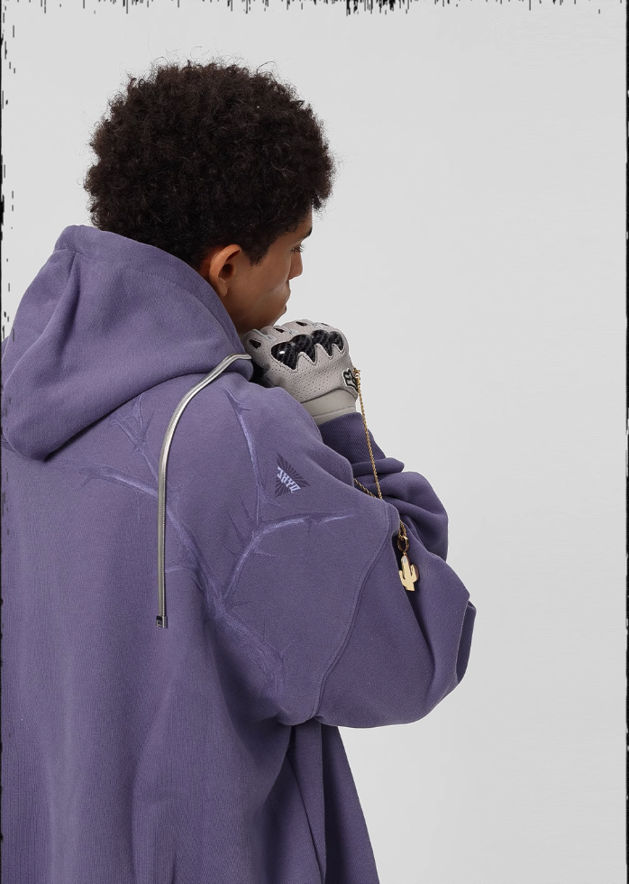 JHYQ Dead Tree Bird Printed Zipper Hoodie