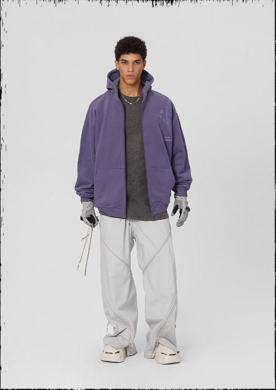 JHYQ Dead Tree Bird Printed Zipper Hoodie