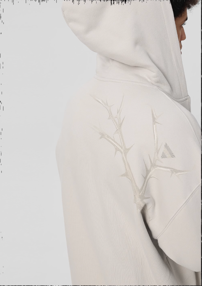 JHYQ Dead Tree Bird Printed Zipper Hoodie